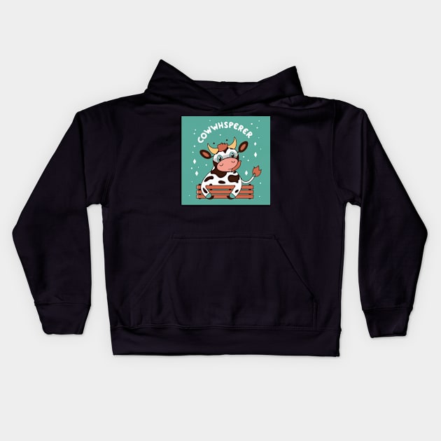 Cute Cow Kids Hoodie by Spaceboyishere